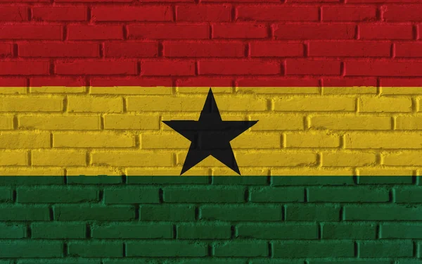 Ghana Pays Drapeau National Peinture Sur Vieux Mur Texturé Briques — Photo