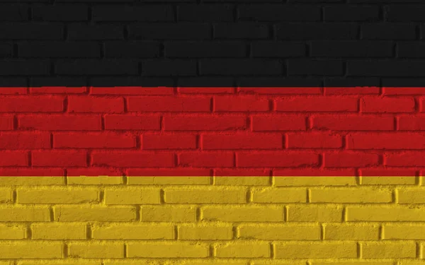 Tyskland Land National Flagga Målning Gamla Tegel Texturerad Vägg Med — Stockfoto