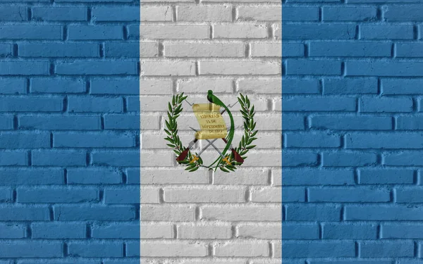 Guatemala País Bandeira Nacional Pintura Velho Tijolo Texturizado Parede Com — Fotografia de Stock
