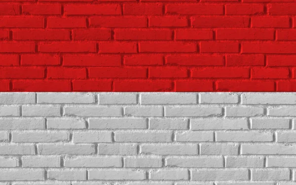Національний Прапор Індонезії Старовинній Цегляній Текстурованій Стіні Тріщинами Конкретною Концепцією — стокове фото