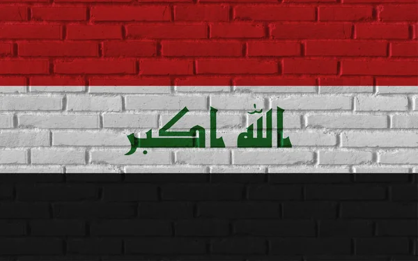 Iraq Paese Bandiera Nazionale Pittura Vecchio Mattone Strutturato Muro Con — Foto Stock