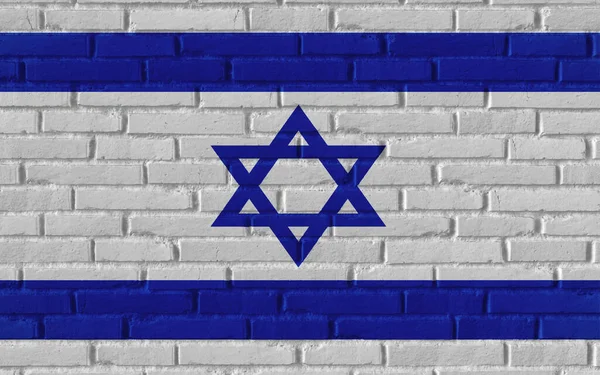 Рисунок Национального Флага Израиля Старой Кирпичной Текстурной Стене Трещинами Конкретной — стоковое фото