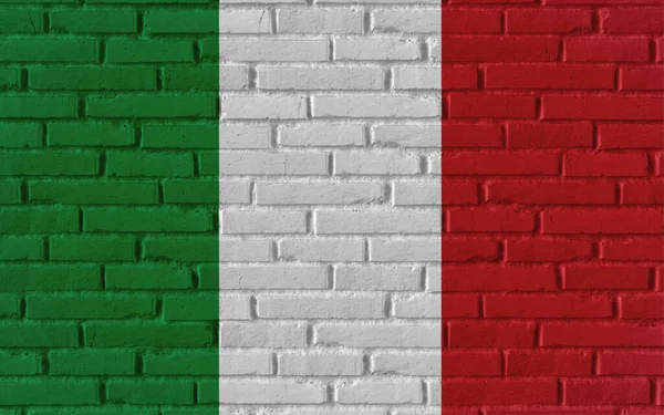 Italien Land Nationell Flagga Målning Gamla Tegel Texturerad Vägg Med — Stockfoto