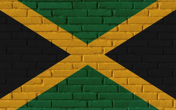 Jamaica Country National Flag Painting Old Brick Textured Wall Cracks — Stock Photo, Image