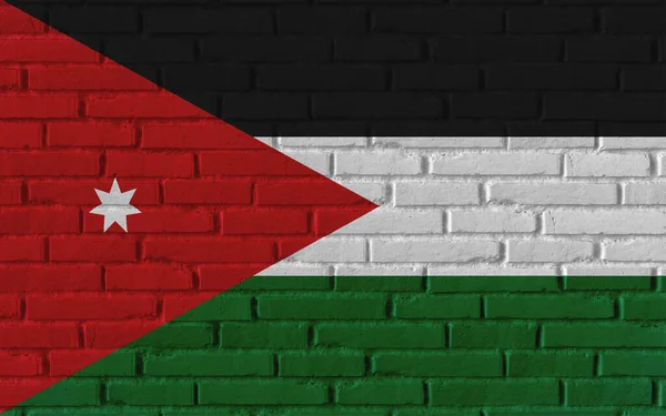 Ιορδανία Χώρα Εθνική Σημαία Ζωγραφική Παλιά Τούβλο Υφή Τοίχο Ρωγμές — Φωτογραφία Αρχείου