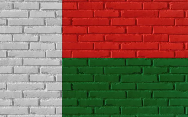 Madagaskar Land Nationell Flagga Målning Gamla Tegel Texturerad Vägg Med — Stockfoto
