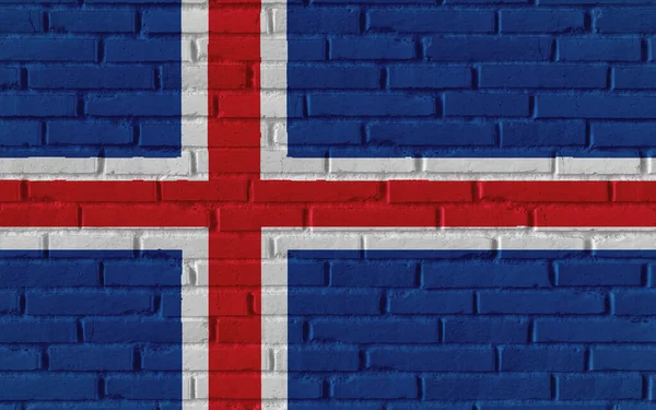 Картина Национальным Флагом Исландии Старой Кирпичной Текстурированной Стене Трещинами Конкретной — стоковое фото