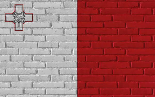 Національний Прапор Мальти Старих Цегляних Текстурованих Стінах Тріщинами Конкретною Концепцією — стокове фото