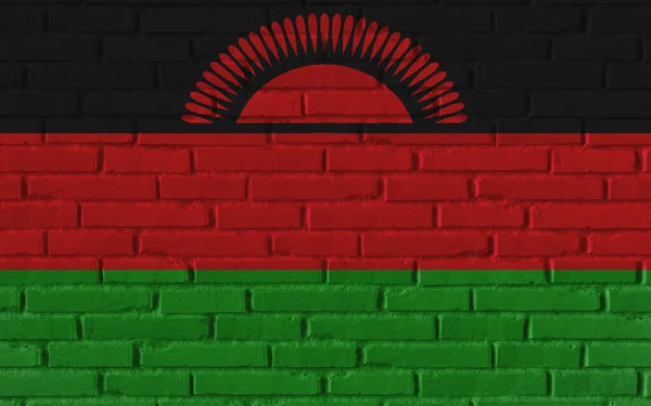 Національний Прапор Малаві Старовинній Цегляній Текстурованій Стіні Тріщинами Конкретною Концепцією — стокове фото