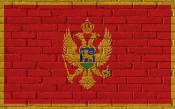 Karadağ Ulusal Bayrağını Çatlaklara Somut Kavramlara Sahip Eski Tuğla Desenli — Stok fotoğraf