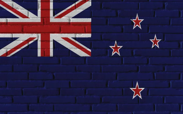 stock image New Zealand country national flag painting on old brick textured wall with cracks and concrete concept 3d rendering image realistic background banner