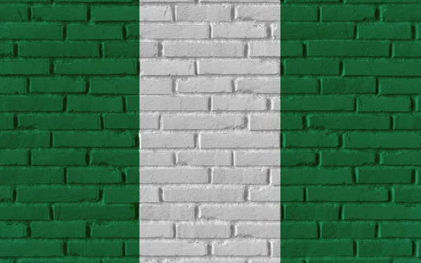 Νιγηρία Χώρα Εθνική Σημαία Ζωγραφική Παλιά Τούβλο Υφή Τοίχο Ρωγμές — Φωτογραφία Αρχείου