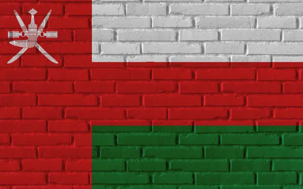 Оманская Картина Национальным Флагом Старой Кирпичной Текстурированной Стене Трещинами Конкретной — стоковое фото