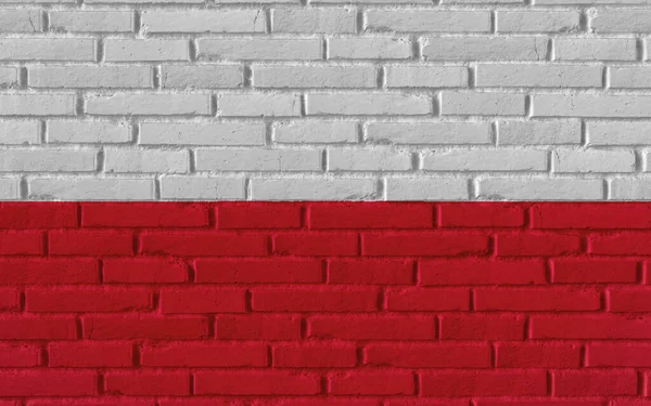 Державний Прапор Польщі Старій Цегляній Текстурованій Стіні Тріщинами Конкретною Концепцією — стокове фото