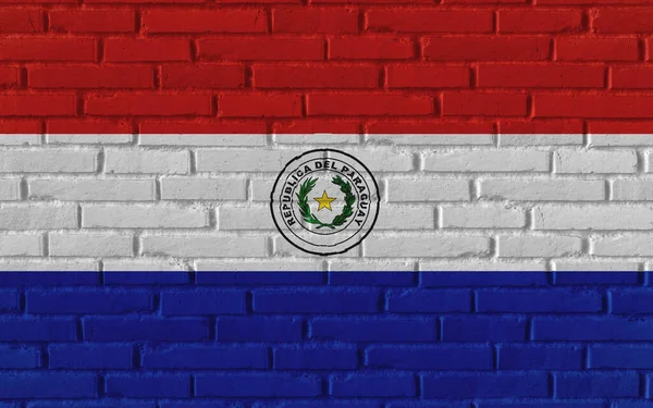Paraguay Country National Flag Painting Old Brick Textured Wall Cracks — Stock Photo, Image