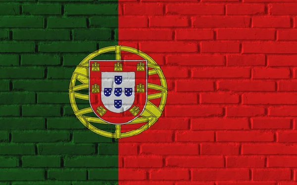 Portogallo Paese Bandiera Nazionale Pittura Vecchio Mattone Strutturato Muro Con — Foto Stock