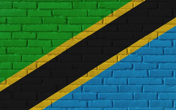Національний Прапор Танзанії Старовинній Цегляній Текстурованій Стіні Тріщинами Конкретною Концепцією — стокове фото