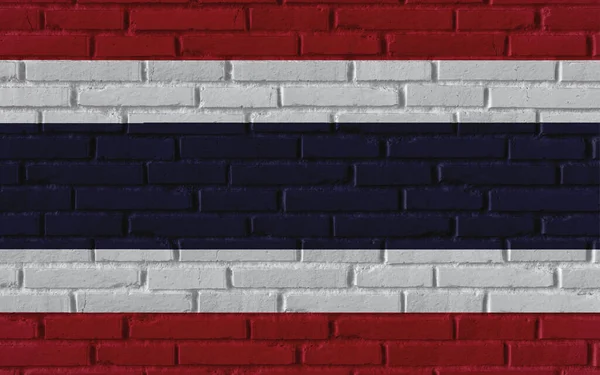Thailand country national flag painting on old brick textured wall with cracks and concrete concept 3d rendering image realistic background banner