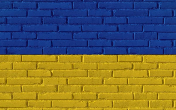 Державний Прапор України Старовинній Цегляній Текстурованій Стіні Тріщинами Бетонною Концепцією — стокове фото