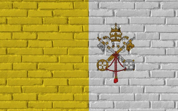 Vatikanland Nationalflaggenmalerei Auf Alten Backstein Strukturierte Wand Mit Rissen Und — Stockfoto