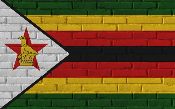 Національний Прапор Зімбабве Старовинній Цегляній Текстурованій Стіні Тріщинами Бетонною Концепцією — стокове фото