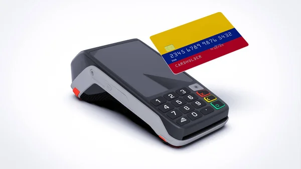Colombia Country National Flag Credit Bank Card Pos Point Sale — Stock Photo, Image