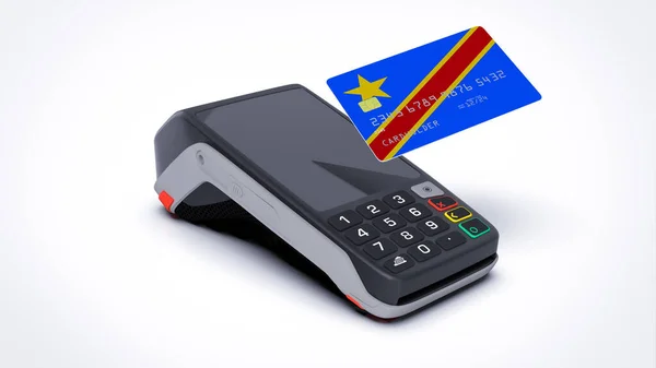 República Democrática Congo Bandeira Nacional País Cartão Crédito Bancário Com — Fotografia de Stock