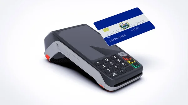 Salvador Bandeira Nacional País Cartão Crédito Bancário Com Pos Ponto — Fotografia de Stock