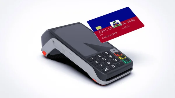 Haiti Country National Flag Credit Bank Card Pos Point Sale — Stock Photo, Image