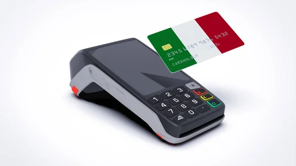 Italy Country National Flag Credit Bank Card Pos Point Sale — Stock Photo, Image