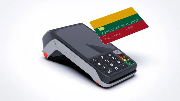 Lithuania Country National Flag Credit Bank Card Pos Point Sale — Stock Photo, Image