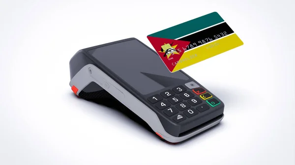 Moçambique País Bandeira Nacional Cartão Crédito Bancário Com Pos Ponto — Fotografia de Stock