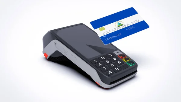 Nicaragua Country National Flag Credit Bank Card Pos Point Sale — Stock Photo, Image
