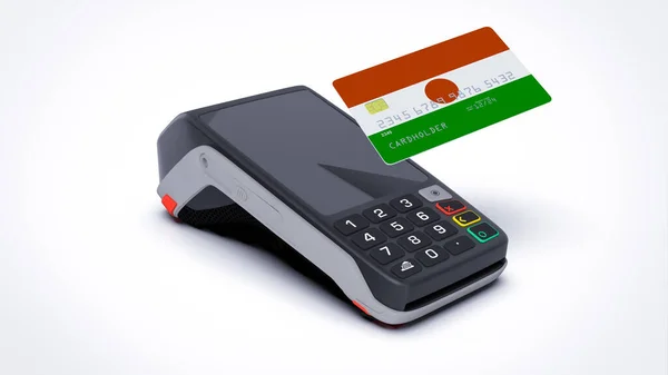 Niger Country National Flag Credit Bank Card Pos Point Sale — Stock Photo, Image