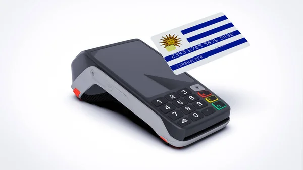 Uruguay Country National Flag Credit Bank Card Pos Point Sale — Stock Photo, Image