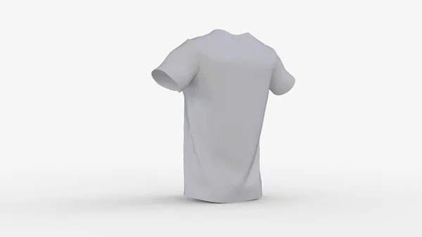 Branco Realista Shirt Mockup Isolado Fundo Sólido Modelo Roupa Masculina — Fotografia de Stock