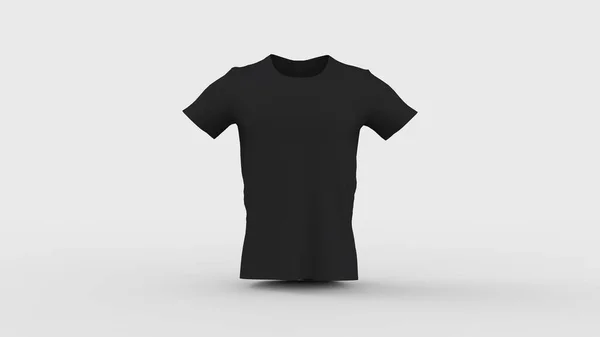 男男女女黑色短袖T恤孤立造型广告现成的产品和品牌展示与空白空间设计3D渲染图像前视图 — 图库照片