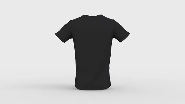 Mężczyźni Kobiety Czarny Krótki Rękaw Shirt Izolowany Makieta Reklama Gotowy — Zdjęcie stockowe