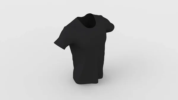 Män Och Kvinnor Svart Kort Ärm Shirt Isolerad Mockup Reklam — Stockfoto