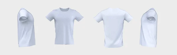 側面ビュー ロゴタイプ印刷エンブレムのための白いスポーツのシャツの衣類 準備ができた使用 固体背景の男性および女性の織物のモックアップ レンダリングイメージで隔離される自由なスペース — ストック写真
