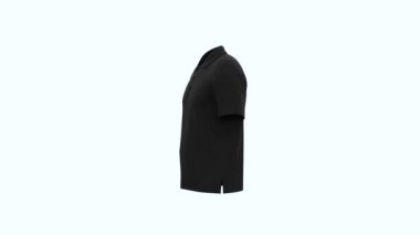 Siyah klasik kadın ve erkek unisex polo tişört giysisi içi boş boş bir alan katı arka planda izole edilmiş 3D döndürme videosu döngüsü