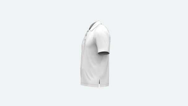 Bianco Classico Donna Uomo Unisex Polo Shirt Tessuto Blanked Mockup — Video Stock