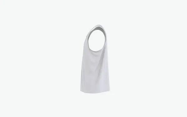 Ronda Estilo Cuello Sin Mangas Camiseta Blanca Maqueta Aislada Sobre —  Fotos de Stock