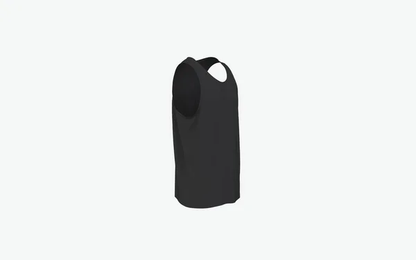 高级运动服无袖豪华黑色T恤孤立的模仿男女内裤空洞的用法现成的广告现实的品牌形象右前景色渲染形象 — 图库照片