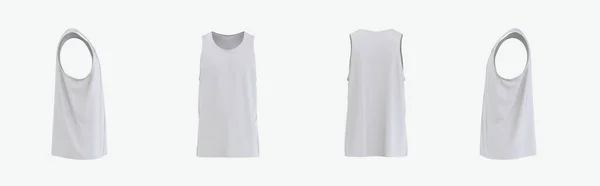 Set Vista Lateral Camiseta Blanca Sin Mangas Utilizado Como Maqueta — Foto de Stock