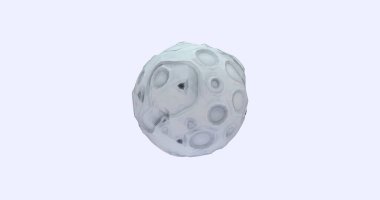 Stylized 3D render of a low poly Moon model with cartoon-inspired textures, set against a light, clean background. Perfect for astronomy, education, or entertainment-themed visuals clipart