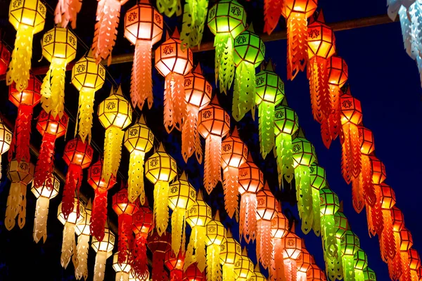 Stock image Lamphun town's hundred thousand lantern festival ,beautiful multicolored lamps,  Lamphun Thailand