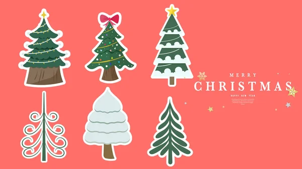 Árbol Navidad Decorado Árboles Navidad Invierno Plano Diseño Moderno Ilustración — Vector de stock