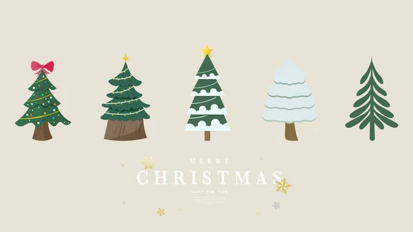 Kerstboomset Versierd Kerstbomen Winter Vlak Modern Design Illustratie Vector Eps — Stockvector