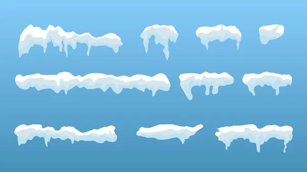 Sbírka Vektorů Sněhové Pokrývky Zimních Obdobích Izolovaných Bílém Pozadí Vektorová — Stockový vektor